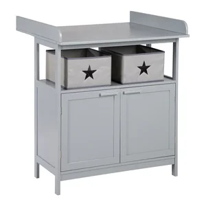 Šedá dětská komoda Hamburg s přebalovacím pultem – Roba