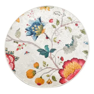 Šedá sametová koupelnová předložka Vintage Flower 100 cm