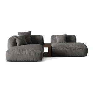 Šedá sametová rohová pohovka Martina s lenoškou