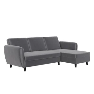 Šedá sametová rohová pohovka Perry