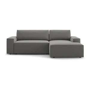 Šedá sametová rohová rozkládací pohovka s úložným prostorem Jodie