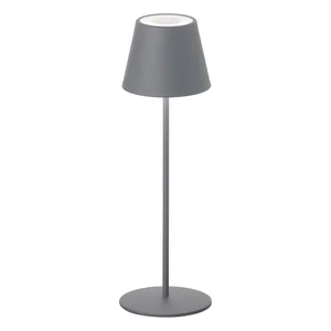 Šedá stmívatelná LED stolní lampa s pohybovým senzorem a kovovým stínidlem