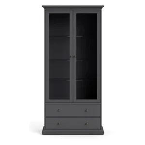 Šedá vitrína Paris 96x201 cm – Tvilum