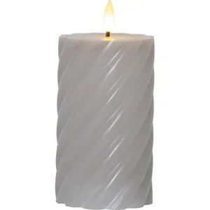 Šedá vosková LED svíčka Star Trading Flamme Swirl 15 cm