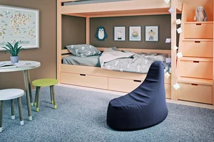 Sedací vak Poitier modrá, 80×90×90 cm