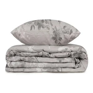 Šedé bavlněné povlečení na dvoulůžko 200x220 cm s prostěradlem Elena