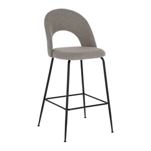 Šedé čalouněné barové židle Mahalia, sada 4 ks, výška 63 cm