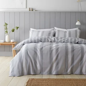 Šedé flanelové povlečení 200x200 cm Ticking Stripe
