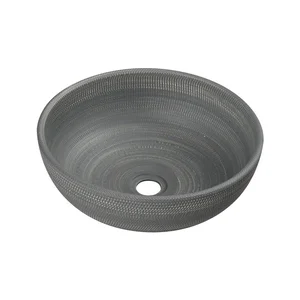 Šedé keramické kulaté umyvadlo Priori 41 cm