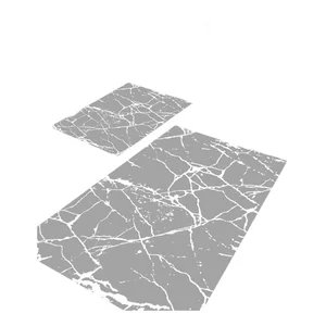 Šedé koupelnové předložky Cracks – sada 2 ks (40×60 cm a 60×100 cm)