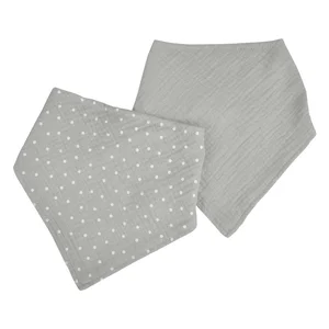 Šedé mušelínové slintáky Bébé Douceur, sada 2 ks