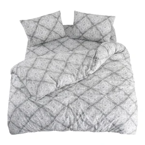 Šedé povlečení na dvoulůžko s prostěradlem Geometric, 200×220 cm, 4dílné
