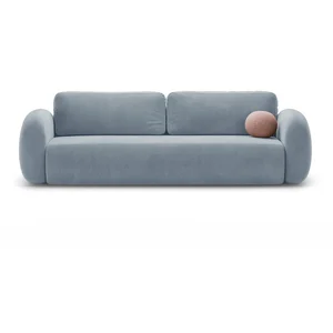 Šedomodrá sametová rozkládací pohovka s úložným prostorem 262 cm Tonale Cosmopolitan Design
