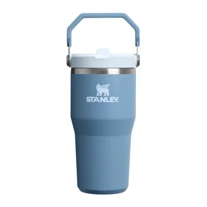 Šedomodrá termoska IceFlow 600 ml Flip Straw 2.0 – Stanley