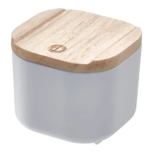 Šedý dřevěný úložný box s víkem 9x9 cm