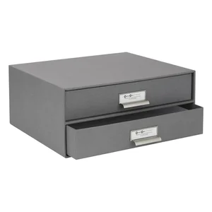 Šedý dvoupatrový úložný box na dokumenty Bigso Birger