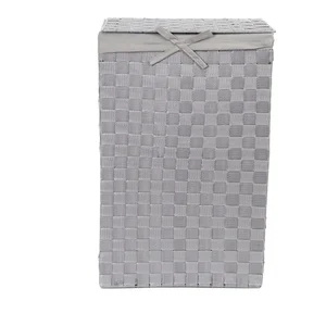 Šedý koš na prádlo s víkem Compactor Linen, výška 60 cm