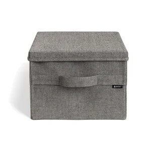 Šedý látkový úložný box s víkem 31×41×22 cm – Bigso Soft Storage