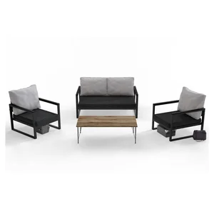 Šedý lounge set pro 4 osoby Floriane Garden