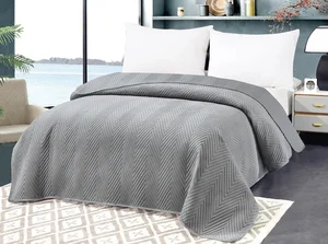 Šedý sametový přehoz na postel ARROW VELVET 200x220 cm