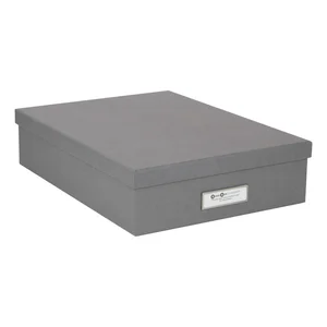 Šedý úložný box A4 s jmenovkou Bigso Box Oskar