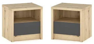 Set 2 nočních stolků DOMINKA dub artisan a šedý