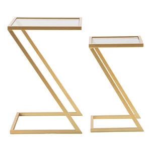 Set 2 odkládacích stolků Zet s skleněnou deskou
