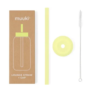 Silikonové brčko s čistícím kartáčkem a víčkem Sunny Lemonade