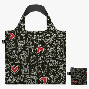 Skládací taška LOQI KEITH HARING – Black Pattern
