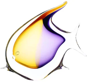 Skleněná dekorace ryby ze série Ametyst a Zlatý Topaz, 15 cm | Umělecké sklo Artcristal Bohemia