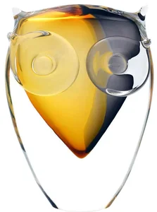 Skleněná sova s topazem a černým akcentem, 16 cm