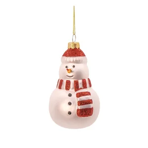 Skleněná vánoční ozdoba Snowman, 7 cm, ruční výroba