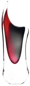 Skleněná váza Hutní 04 růžová a kouřově černá, 29 cm