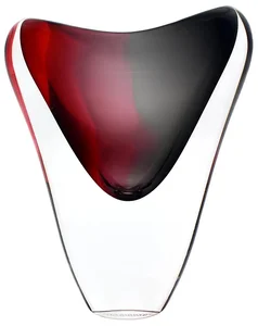 Skleněná váza Hutní 05 růžová a černá, 20 cm