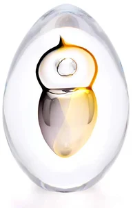 Skleněné vajíčko dekor 07 – Zlatý topaz a kouřová černá, 10 cm
