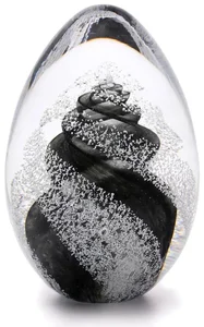 Skleněné vajíčko s dekorem - Kouřově černé, 7 cm