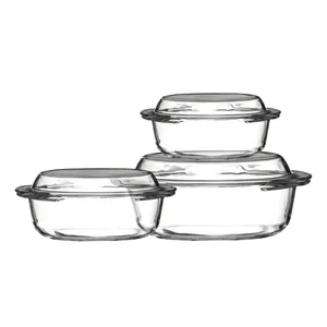 Skleněné zapékací mísy sada 3 kusy 21x24 cm