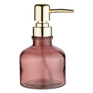 Skleněný dávkovač mýdla Atessa 200 ml, tmavě růžový