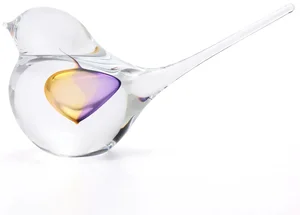 Skleněný ptáček ametyst a zlatý topaz 15 cm