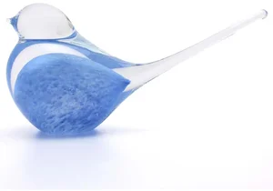 Skleněný ptáček Modrý světlý 15 cm