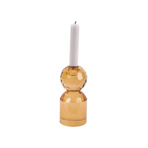 Skleněný svícen Crystal Art, béžovožlutý (PT LIVING)