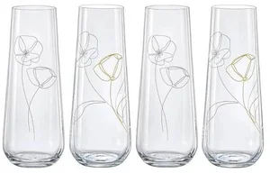 Sklenice na prosecco Flowers 250 ml, sada 4 ks