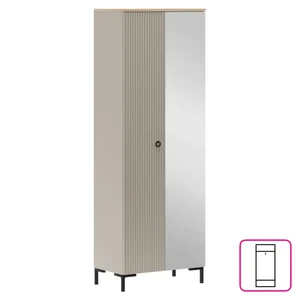 Skříň DOMCA 2D s integrovaným zrcadlem Taupe/Dub Silverjack