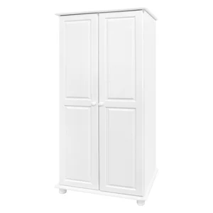 Skříň dvoudvéřová LONKA – masivní borovice, bílý lak