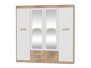 Skříň GATTON 4D4S – dub sonoma a bílý lesk, 5 let záruka