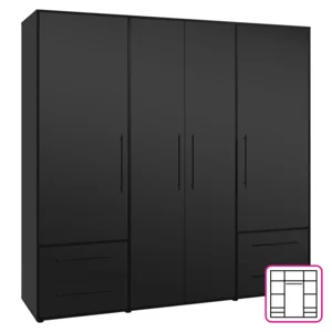 Skříň MOSKA TYP 2, černá – 4 dveře