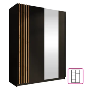 Skříň s posuvnými dveřmi a zrcadlem 150 cm