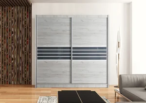 Skříň SHOKIN 203 cm – dub craft/grafitové sklo