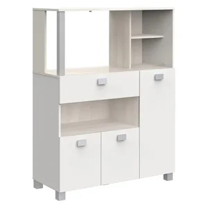 Skříňka BASILIC akácie/bílá na mikrovlnnou troubu