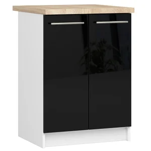 Skříňka OLIVIA S60 2D, bílá/černý lesk